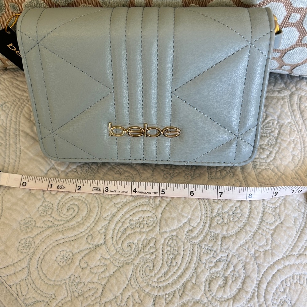 “bebe” Clutch handbag w/braided chain handle - light blue - Picture 8 of 9